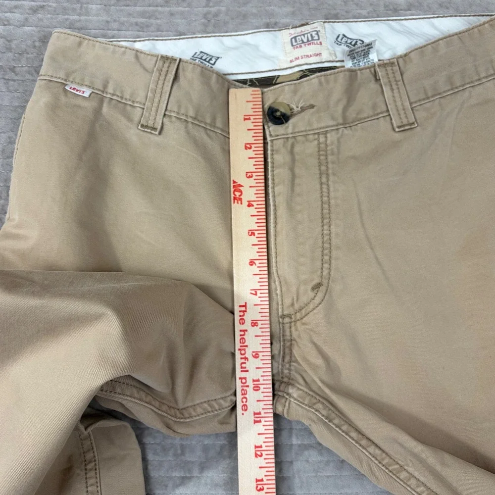 Levis‎ Tab Twills Slim Straight Khaki Pants Mens 34x34 Tan Chino Cotton 5-Pocket